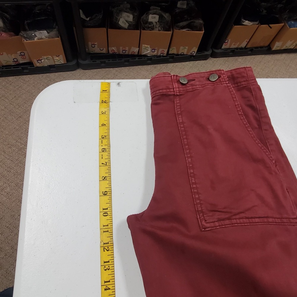 Pilcro Anthropologie Wide Leg Pants Size 31 Red Retro High Rise Boho Indie - Picture 10 of 14